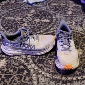Hoka Athletic Shoes in White and Orange